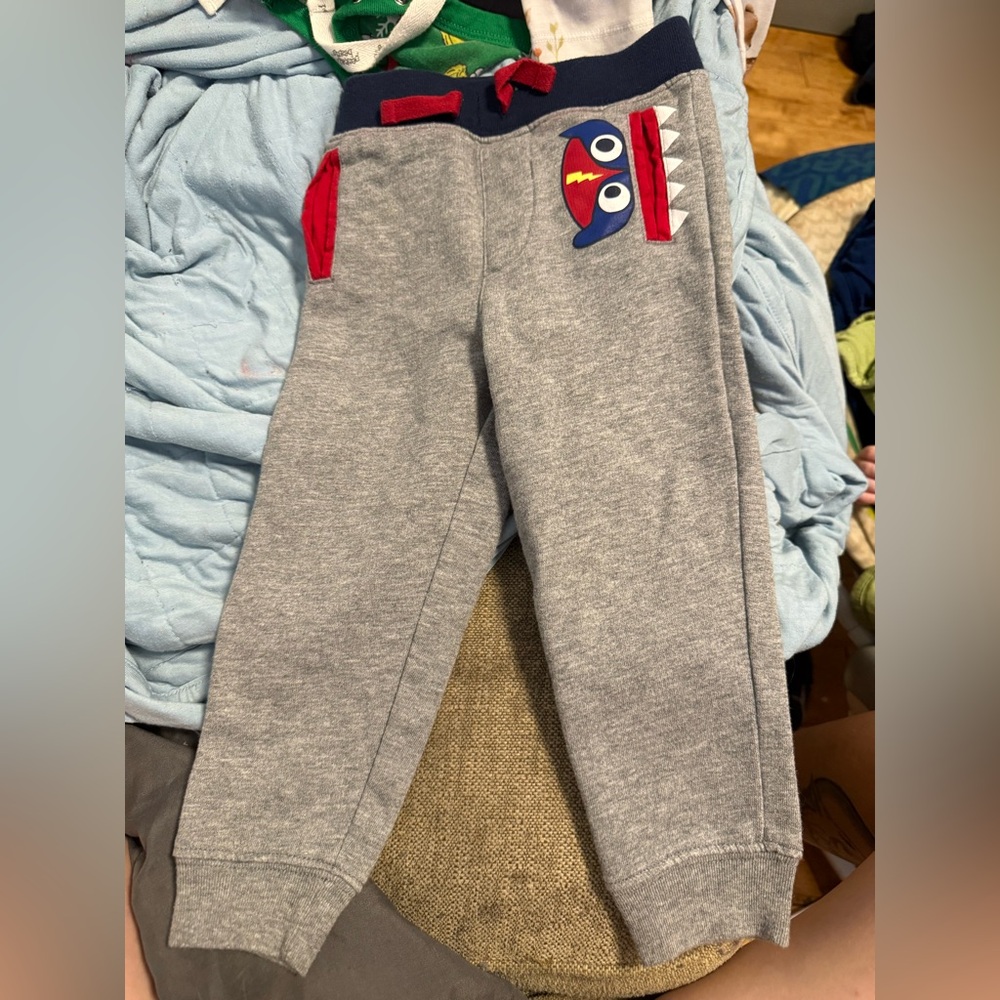 Wonder Nation Gray Sweatpants with Monster Design